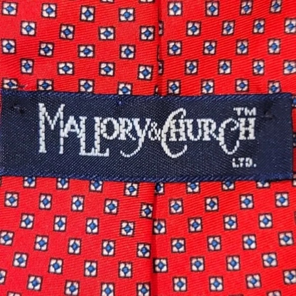 Mallory & Church Box Pattern Silk Tie - Picture 4 of 4